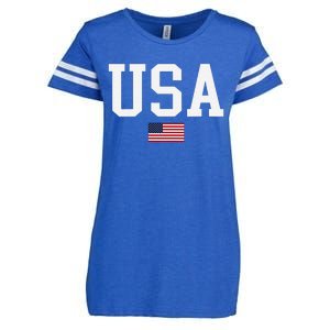 Usa Patriotic American Flag Us V Neck Enza Ladies Jersey Football T-Shirt