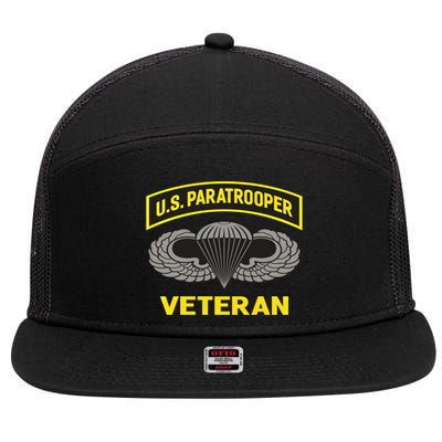 Us Paratrooper Airborne Division Army Veteran Gift 7 Panel Mesh Trucker Snapback Hat