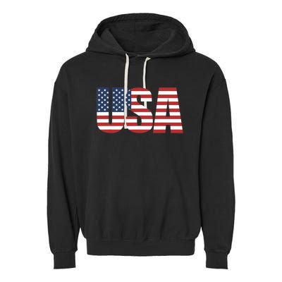 USA Patriotic American Flag 4th of July Garment-Dyed Fleece Hoodie