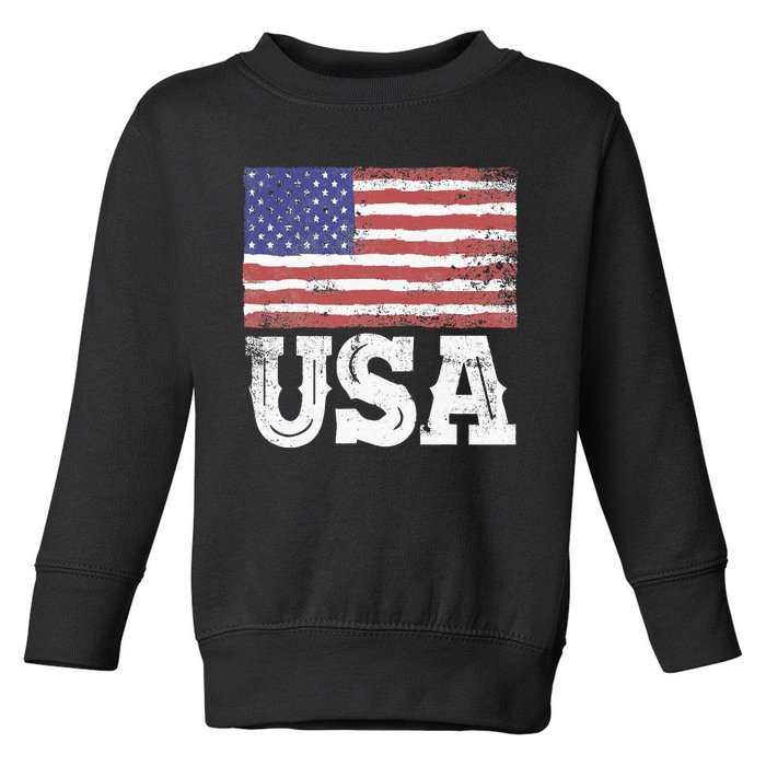 Usa Patriotic American Flag Toddler Sweatshirt