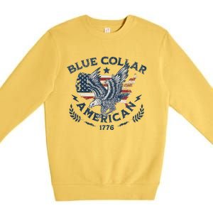 Usa Patriotic Blue Collar American Working Man Premium Crewneck Sweatshirt