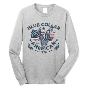 Usa Patriotic Blue Collar American Working Man Long Sleeve Shirt