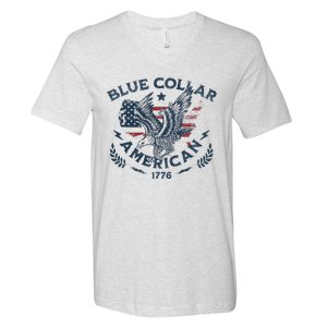 Usa Patriotic Blue Collar American Working Man V-Neck T-Shirt