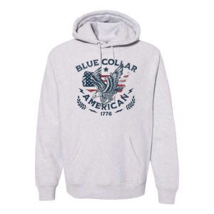 Usa Patriotic Blue Collar American Working Man Premium Hoodie