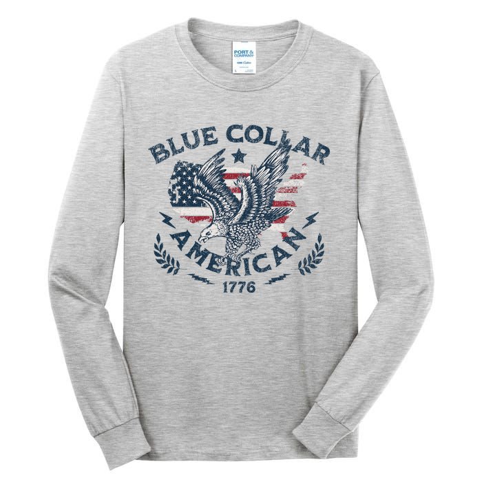 Usa Patriotic Blue Collar American Working Man Tall Long Sleeve T-Shirt