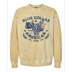 Usa Patriotic Blue Collar American Working Man Colorblast Crewneck Sweatshirt