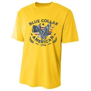 Usa Patriotic Blue Collar American Working Man Performance Sprint T-Shirt