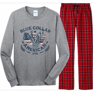 Usa Patriotic Blue Collar American Working Man Long Sleeve Pajama Set