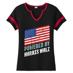 Usa Powered By Harris Walz Flag Of United States Of America Gift Ladies Halftime Notch Neck Tee