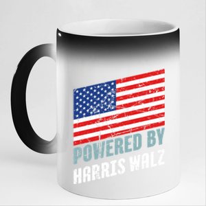 Usa Powered By Harris Walz Flag Of United States Of America Gift 11oz Black Color Changing Mug