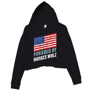 Usa Powered By Harris Walz Flag Of United States Of America Gift Crop Fleece Hoodie