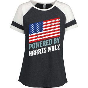 Usa Powered By Harris Walz Flag Of United States Of America Gift Enza Ladies Jersey Colorblock Tee