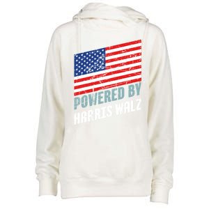 Usa Powered By Harris Walz Flag Of United States Of America Gift Womens Funnel Neck Pullover Hood