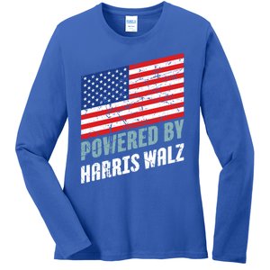 Usa Powered By Harris Walz Flag Of United States Of America Gift Ladies Long Sleeve Shirt