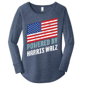 Usa Powered By Harris Walz Flag Of United States Of America Gift Women's Perfect Tri Tunic Long Sleeve Shirt