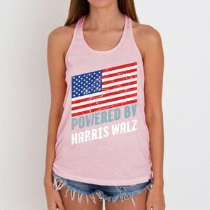 Usa Powered By Harris Walz Flag Of United States Of America Gift Women's Knotted Racerback Tank