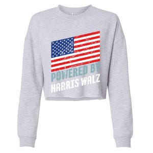 Usa Powered By Harris Walz Flag Of United States Of America Gift Cropped Pullover Crew