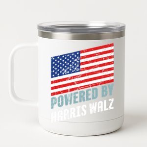 Usa Powered By Harris Walz Flag Of United States Of America Gift 12 oz Stainless Steel Tumbler Cup