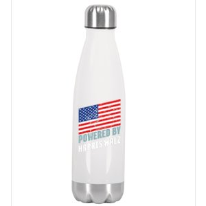 Usa Powered By Harris Walz Flag Of United States Of America Gift Stainless Steel Insulated Water Bottle