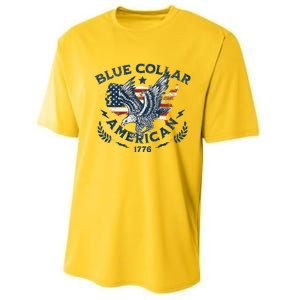 Usa Patriotic Blue Collar American Working Man Performance Sprint T-Shirt