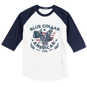 Usa Patriotic Blue Collar American Working Man Baseball Sleeve Shirt