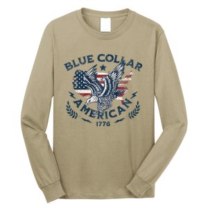 Usa Patriotic Blue Collar American Working Man Long Sleeve Shirt