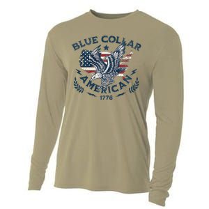 Usa Patriotic Blue Collar American Working Man Cooling Performance Long Sleeve Crew