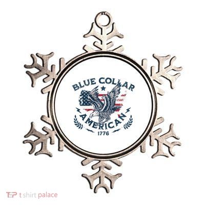Usa Patriotic Blue Collar American Working Man Metallic Star Ornament