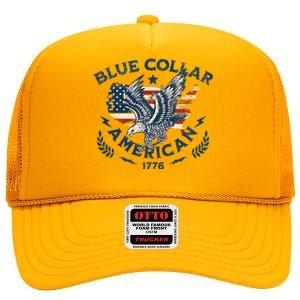 Usa Patriotic Blue Collar American Working Man High Crown Mesh Back Trucker Hat