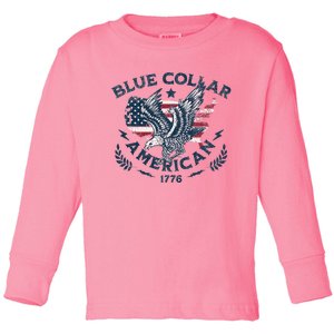 Usa Patriotic Blue Collar American Working Man Toddler Long Sleeve Shirt