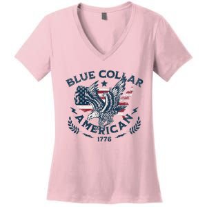 Usa Patriotic Blue Collar American Working Man Women's V-Neck T-Shirt