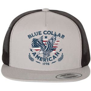 Usa Patriotic Blue Collar American Working Man Flat Bill Trucker Hat