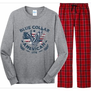 Usa Patriotic Blue Collar American Working Man Long Sleeve Pajama Set