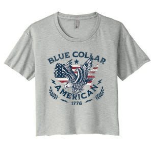 Usa Patriotic Blue Collar American Working Man Women's Crop Top Tee