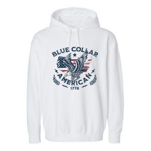 Usa Patriotic Blue Collar American Working Man Garment-Dyed Fleece Hoodie