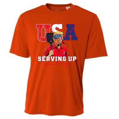 Usa Pickleball Champ Patriotic Trump & Pickleball Cooling Performance Crew T-Shirt