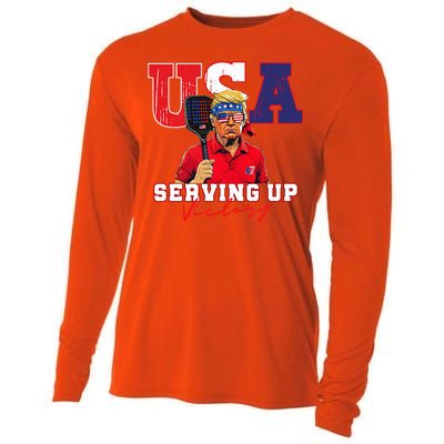 Usa Pickleball Champ Patriotic Trump & Pickleball Cooling Performance Long Sleeve Crew