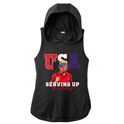 Usa Pickleball Champ Patriotic Trump & Pickleball Ladies PosiCharge Tri-Blend Wicking Draft Hoodie Tank