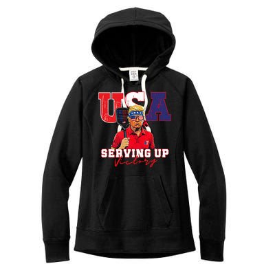 Usa Pickleball Champ Patriotic Trump & Pickleball Women's Fleece Hoodie