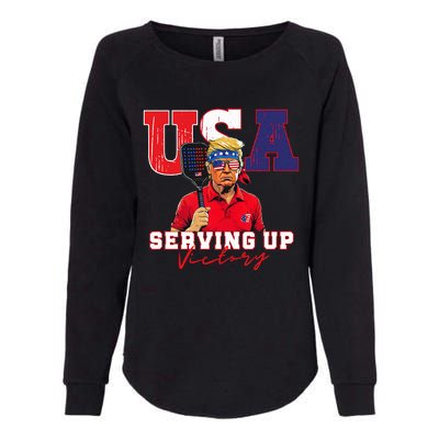 Usa Pickleball Champ Patriotic Trump & Pickleball Womens California Wash Sweatshirt