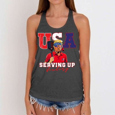 Usa Pickleball Champ Patriotic Trump & Pickleball Women's Knotted Racerback Tank