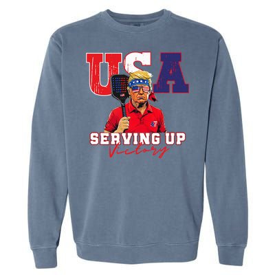 Usa Pickleball Champ Patriotic Trump & Pickleball Garment-Dyed Sweatshirt