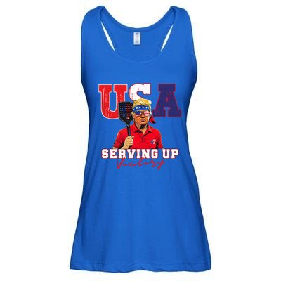 Usa Pickleball Champ Patriotic Trump & Pickleball Ladies Essential Flowy Tank