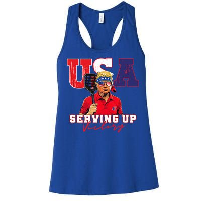 Usa Pickleball Champ Patriotic Trump & Pickleball Women's Racerback Tank