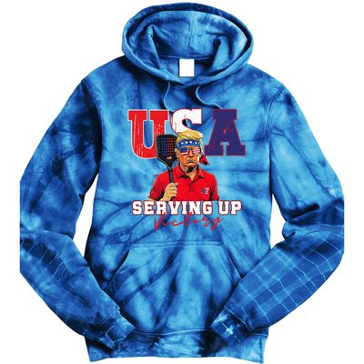 Usa Pickleball Champ Patriotic Trump & Pickleball Tie Dye Hoodie