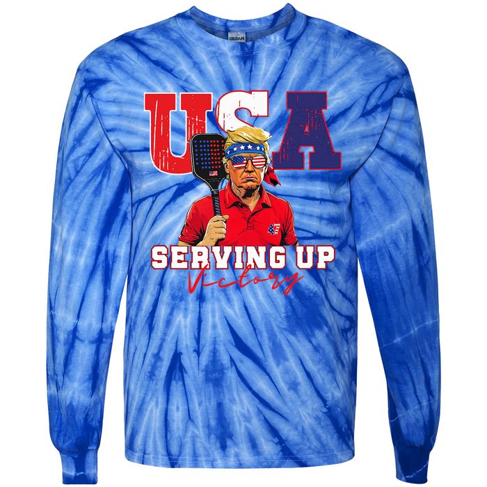 Usa Pickleball Champ Patriotic Trump & Pickleball Tie-Dye Long Sleeve Shirt