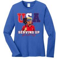 Usa Pickleball Champ Patriotic Trump & Pickleball Ladies Long Sleeve Shirt