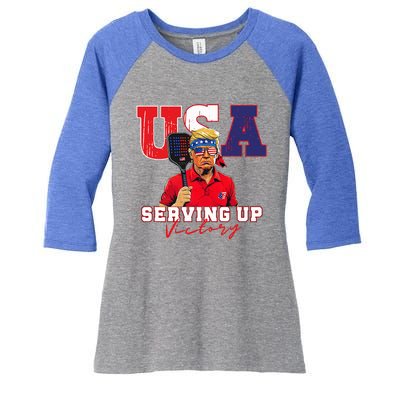 Usa Pickleball Champ Patriotic Trump & Pickleball Women's Tri-Blend 3/4-Sleeve Raglan Shirt