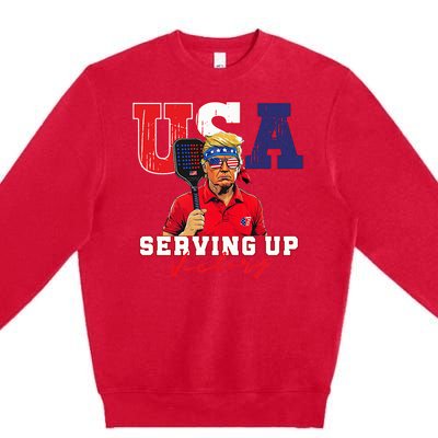 Usa Pickleball Champ Patriotic Trump & Pickleball Premium Crewneck Sweatshirt