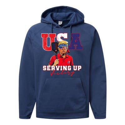 Usa Pickleball Champ Patriotic Trump & Pickleball Performance Fleece Hoodie